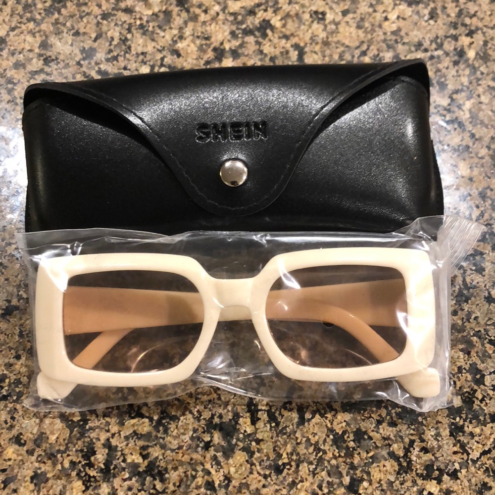 Shein Cream/tan rectangle sunglasses